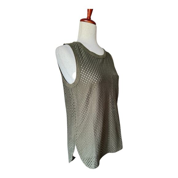 Banana Republic Olive Green Mesh Tank Top Sleeveless Blouse Size S - Picture 3 of 8